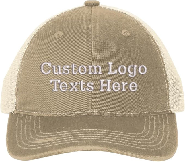 INK STITCH C600 Custom Embroidery Texts Logo Distressed Trucker Caps
