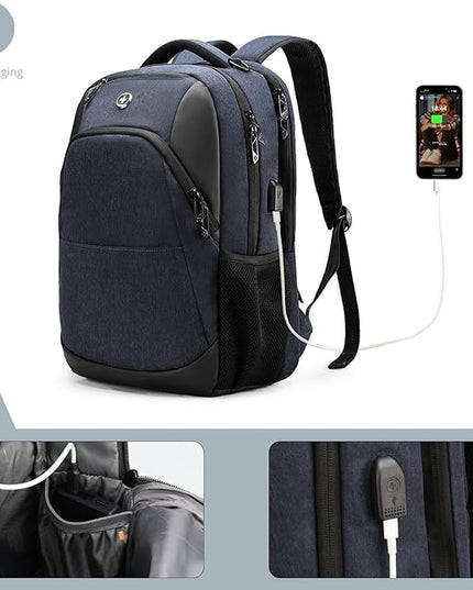 Swissdigital Design Travel Laptop Backpack for Men and Women, Business Backpack with USB Charging Port for Fits 16 Inch Notebook, Blue | SD1670-12