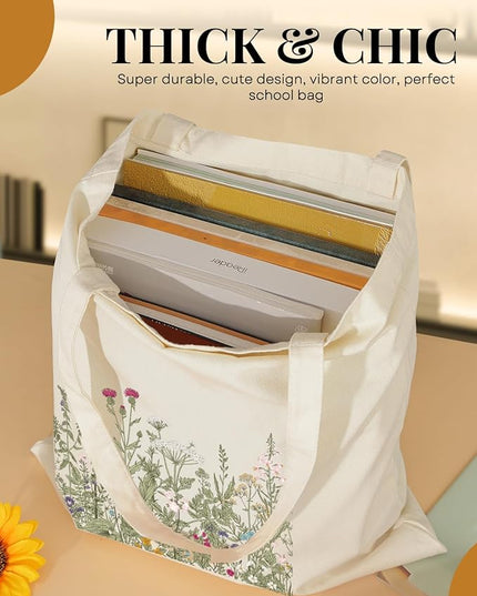 AUSVKAI Canvas Tote Bag for Women, Aesthetic Cute Grocery Grocery Reusable Cotton Gift Bag for Shooping Beach Trendy Gifts