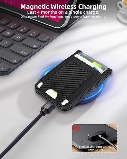 HiWe for MagSafe Wallet Stand with Find My, Anti-Lost Strongest Magnetic Wallet for iPhone 17/16/15/14/13/12 Series, 9 Cards Holder, Leather RFID, Carbon Fiber Black