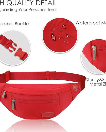 MAXTOP Large Crossbody Fanny Pack with 4-Zipper Pockets,Gifts for Enjoy Sports Festival Workout Traveling Running Casual Hands-Free Wallets Waist Pack Phone Bag Carrying All Phones