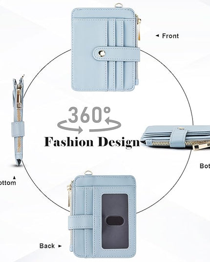 Keychain Wallet with Bracelet RFID Blocking Wristlet Credit Purse Card Holder, Silicone Bead Tassel Key Ring for Women