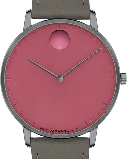 Movado Face Watch - Swiss Quartz, Leather Strap - Classic, Timeless Luxury Fashion Timepiece for Him or Her - 41mm
