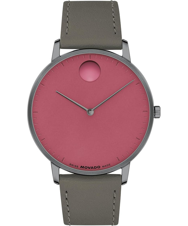 Movado Face Watch - Swiss Quartz, Leather Strap - Classic, Timeless Luxury Fashion Timepiece for Him or Her - 41mm
