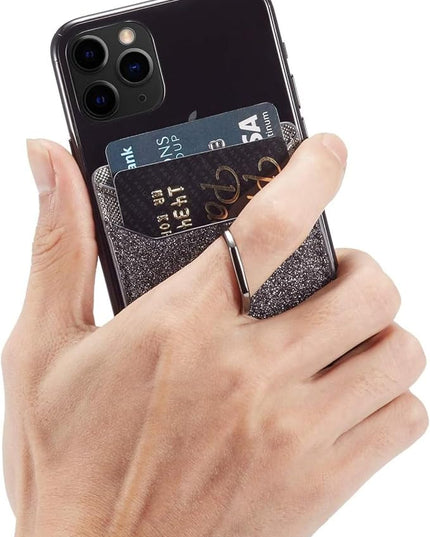 BIAJIYA Phone Card Holder RFID Leather Wallet Credit Adhesive Cell Case Stick-on Card Holder for Women and Men Back of Phone for Most of Smartphones