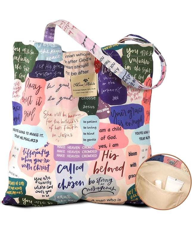 Aesthetic Cotton Tote Bag for Women - Reusable Shoulder Bag with Buckle Fabric Bag for Gym, Travel, Work