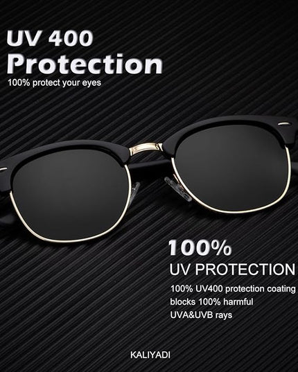 KALIYADI Polarized Sunglasses for Men and Women Semi-Rimless Frame Driving Sun glasses UV Blocking