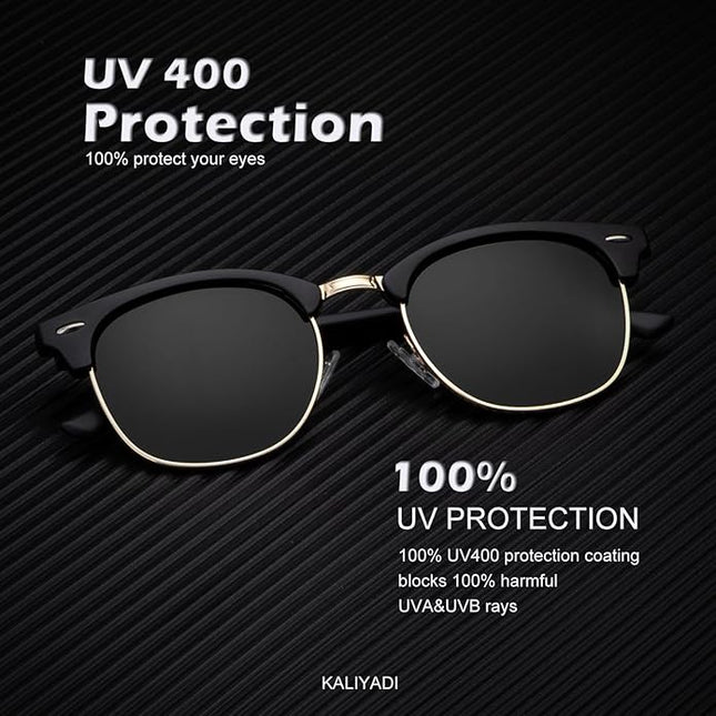 KALIYADI Polarized Sunglasses for Men and Women Semi-Rimless Frame Driving Sun glasses UV Blocking