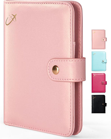 Forvencer Passport Holder Cover with Money Pocket, RFID Blocking Passport Wallet for Travel, Premium Travel Card Case, Waterproof Travel Accessories for Women, Rose Gold