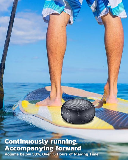 Bluetooth Speaker, IPX7 Waterproof Small Shower Speaker Wireless Bluetooth with Loud Sound, Support TF Care/Built-in Mic- for Carabiner, Beach, Camping, Hiking, Pool, Great Gift