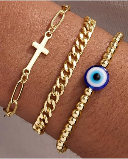 Gold Bracelets Set for Women Stack, Dainty Thick Bracelets Stack for Women Trendy, Simple Thin Gold Plated Cuff Stackable Bracelets With Beaded Cuban Paperclip Snake Rope Bangle Hand Chain Jewelry Gifts for Women Non Tainish
