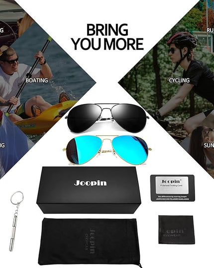 Joopin Polarized Metal Aviation Sunglasses Men, Classic Military Sun Glasses Women, Rectangle Shades UV400 Protection Costume