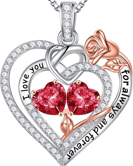 Iefil Christmas Gifts for Wife Women - 925 Sterling Silver Double Birthstone Necklace, Anniversary Birthday Gifts for Women, Jewelry Gift for Wife Girlfriend Mom Her