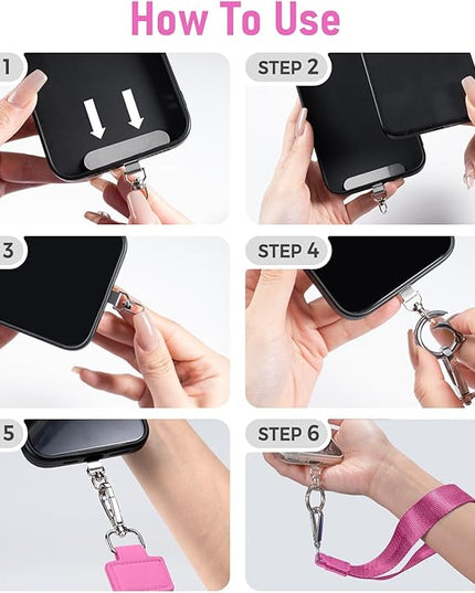 Clip and Go Strap for Phone with Wallet Crossbody Phone Lanyard and Detachable Checkered Bag with ID Window and RFID Pouch for Daily Travel.
