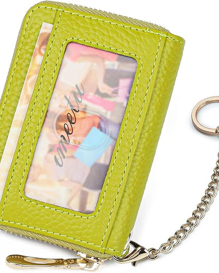 imeetu RFID Credit Card Holder, Small Leather Zipper Card Case Wallet for Women