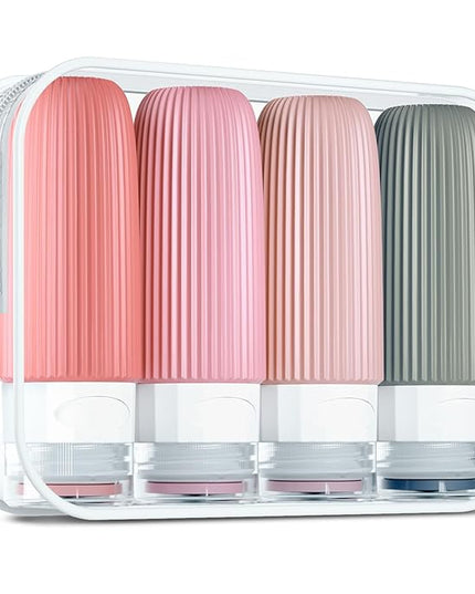 Travel Bottles for Toiletries, Tsa Approved 2oz Travel Bottles, BPA Free Leak Proof Travel Size Toiletry Containers, Refillable Travel Accessories with Toiletry Bag for Shampoo Liquid (4 Pack)