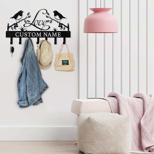 Dyoart Personalized Key Holder Wall Mount - Key Holder for Wall, Custom Name Key Rack, Metal Key Holder Hooks Organizer, Wedding Housewarming Gift, Key Hanger Decor for Entryway, Hallway, Bedroom
