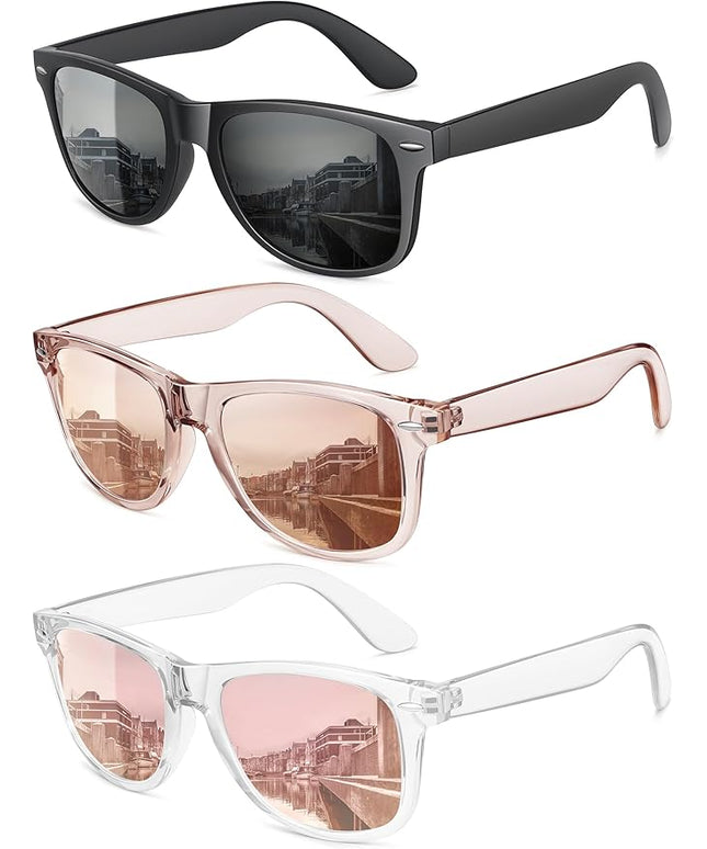 MEETSUN Polarized Sunglasses for Women Men Classic Retro Trendy Driving Sun Glasses UV400 Protection (3 Pack)