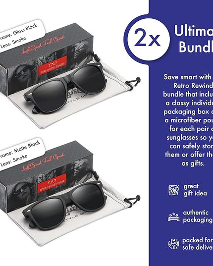 Retro Rewind Polarized Sunglasses for Men and Women - UV Protection Classic Sun Glasses