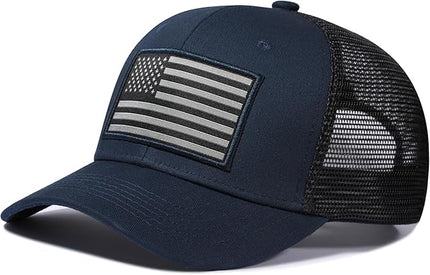 AURR American Flag Trucker Hat, Patriotic Baseball Cap for Men & Women, Breathable Mesh Adjustable Snapback, USA Flag Patch