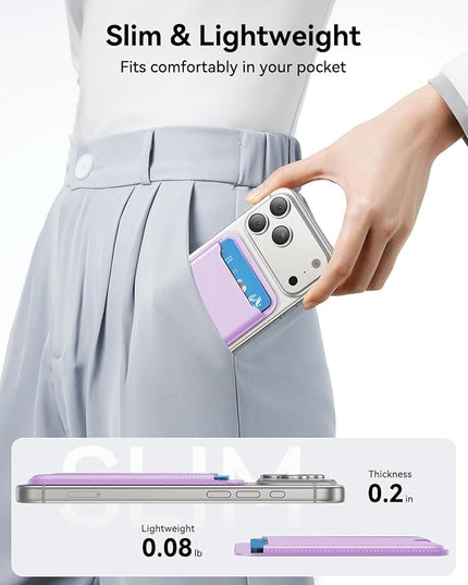 TWZKG for MagSafe Wallet, 3 Card Holder, Slim Magnetic Phone Wallet for iPhone 17/16/15/14/13/12 Pro Max Plus Air Series,RFID Blocking Vegan Leather,Purple