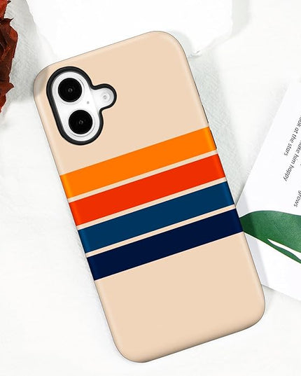 Magnetic for iPhone 17 Case Cute Stripes Phone Case, Shockproof Slim TPU and Hard PC Protective Phone Cover Compatible with MagSafe Designed for Women Girls,