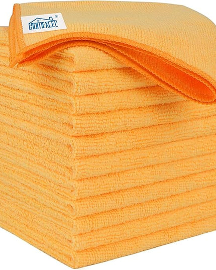 HOMEXCEL Yellow Microfiber Cleaning Cloths 12 Pack, 12.5 x 12.5 inch Microfiber Towel for Cars, Ultra Absorbent Car Washing Cloth, Lint Free Streak Free Cleaning Rags for Car, Kitchen, and Window