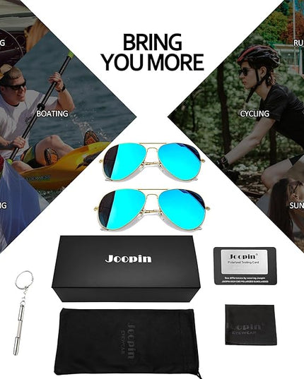 Joopin Polarized Metal Aviation Sunglasses Men, Classic Military Sun Glasses Women, Rectangle Shades UV400 Protection Costume