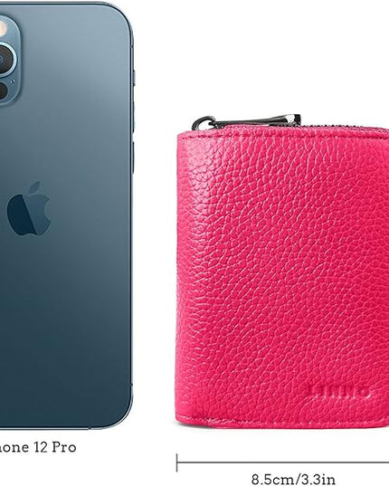 Linno RFID 20 Slots Credit Card Holder Genuine Leather Small Wallet for Women or Men with Zipper
