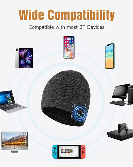 Bluetooth Beanie for Men Women, HD Stereo Sound Beanie with Headphones, Unique Tech Gifts for Men Husband Him Teen