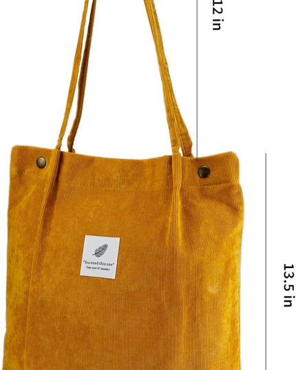 Corduroy Tote Bag Cute Tote Bags for Women Shoulder Bag with Inner Pocket for Work Beach Travel and Shopping Grocery