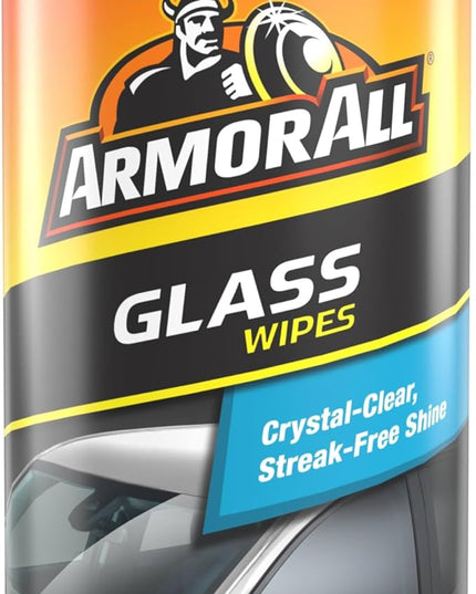 Armor All Car Glass Wipes, Auto Glass Cleaner for Film and Grime, 30 Count