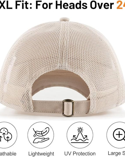Zylioo XL XXL Oversize Baseball Cap, 100% Cotton Adjustable Dad Hat for Big Heads 23.5"-25.5", Soft Crown Large Size Cap