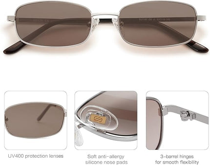 SOJOS Small Trendy Rectangle Sunglasses Womens Mens, Retro 80s 90s Y2k Chic Narrow Thin Skinny Sunnies SJ1187