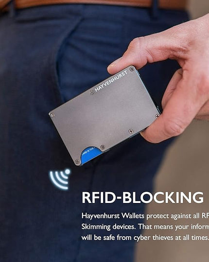 Hayvenhurst Wallet For Men - Reinvented Design Men's Wallet - Slim, Minimalistic & Seamless Card Case, Blocks RFID Scanners, Holds 12 Cards (Iron)