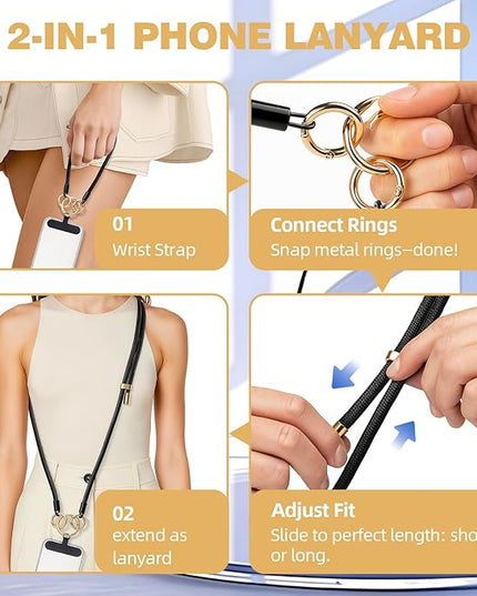 Adjustable Phone Lanyard,Universal Wrist Strap for Cellphone Case,Anti-Theft Women Braided Charm Lanyard for Travel