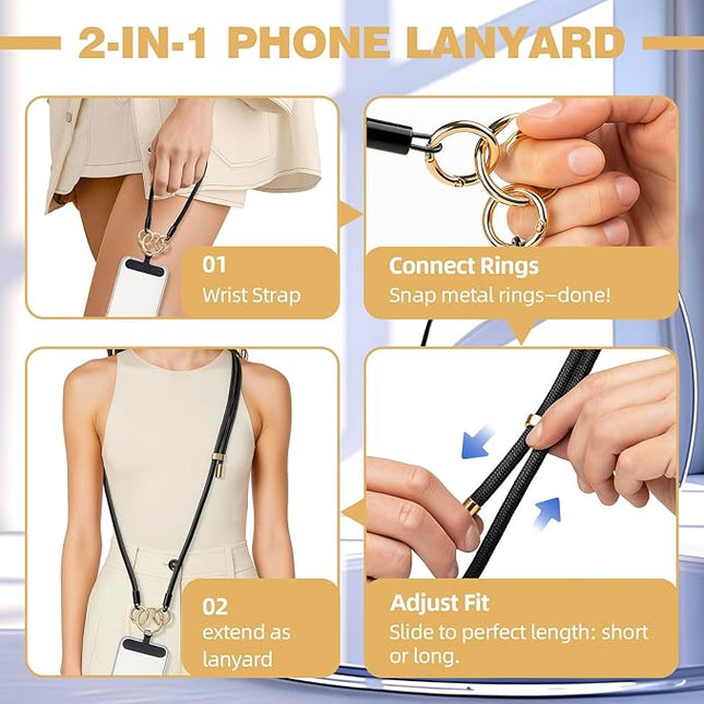 Adjustable Phone Lanyard,Universal Wrist Strap for Cellphone Case,Anti-Theft Women Braided Charm Lanyard for Travel