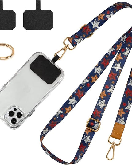 Phone Lanyards, Wrist Lanyards for Keys, Adjustable Shoulder Neck Strap,Universal Crossbody Cell Phone Lanyard for iPhone Case ID Badges,Card Holder, Car Key, and Most Smartphones (Stars)