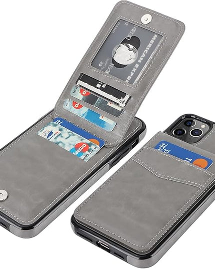 KIHUWEY Compatible with iPhone 11 Pro Max Case Wallet with Credit Card Holder, Premium Leather Magnetic Clasp Kickstand Heavy Duty Protective Cover for iPhone 11 Pro Max 6.7 Inch(Gray)