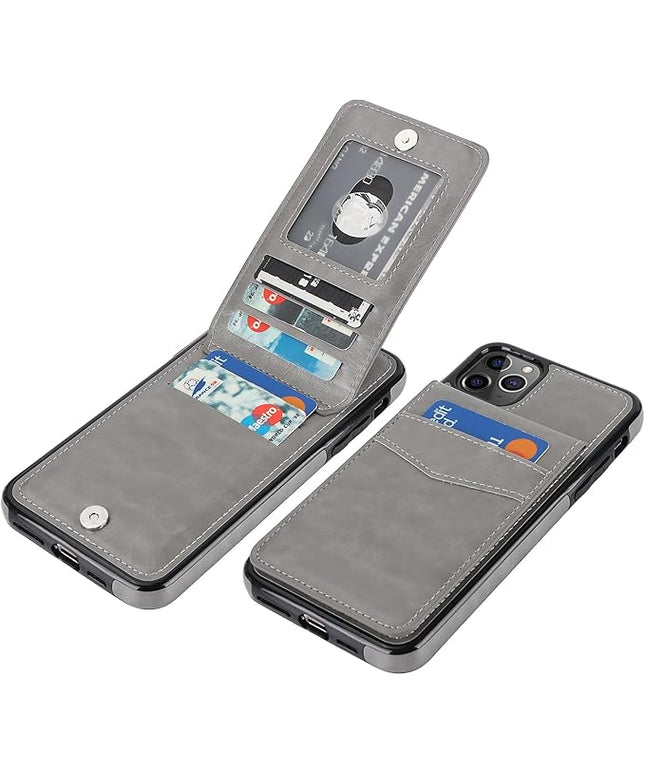 KIHUWEY Compatible with iPhone 11 Pro Max Case Wallet with Credit Card Holder, Premium Leather Magnetic Clasp Kickstand Heavy Duty Protective Cover for iPhone 11 Pro Max 6.7 Inch(Gray)