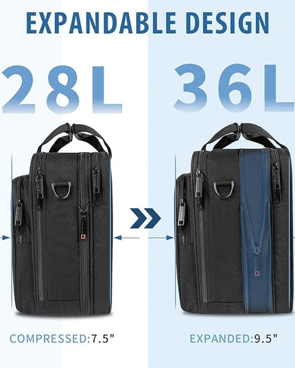 EMPSIGN Laptop Case Briefcase, 17.3 Inch Laptop Bag Expandable Messenger Bag for Men & Women Water Repellent, RFID Blocking Shoulder Bag Canvas Bag for Work, Business Travel
