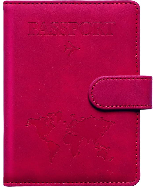 Passport Holder for Travel Passport Holder with Card Slots Holder Passport Case Passport cover for Women and Men Passport Wallet Travel Essentials and Accessories (Buckle, Red)