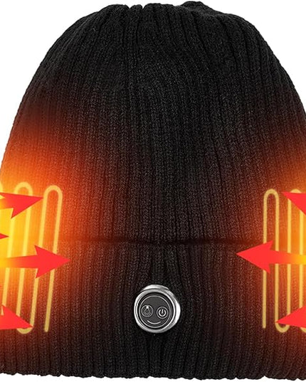 Qsocksy Heated Hat Rechargeable Beanie with Fast Heating, Polyester Thermal Lined Unisex Winter Cap for Outdoor Activities