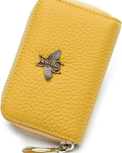 imeetu RFID Credit Card Holder, Small Leather Zipper Card Case Wallet for Women