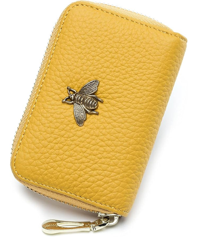 imeetu RFID Credit Card Holder, Small Leather Zipper Card Case Wallet for Women
