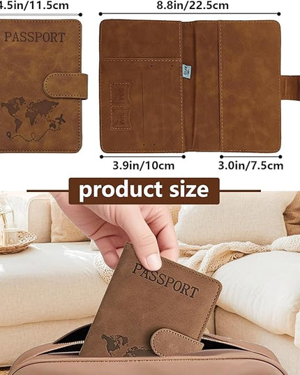 2 Pack RFID Blocking Passport Holder for Travel Essentials Premium Passport Wallet Cover for Women,Men,Passport Holder for Travel