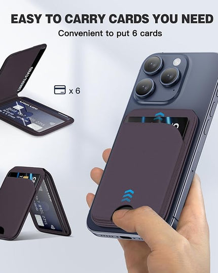 Mag-Safe Wallet Strongest Magnetic Lightweight Phone Wallet Stand Adjustable Leather Card Holder for iPhone 17/16/15/14/13/12 Series, Not for iPhone 13/12 Mini (Purple)