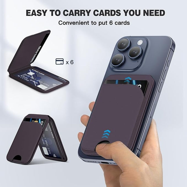 Mag-Safe Wallet Strongest Magnetic Lightweight Phone Wallet Stand Adjustable Leather Card Holder for iPhone 17/16/15/14/13/12 Series, Not for iPhone 13/12 Mini (Purple)
