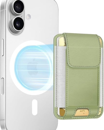 FINPAC MagSafe Wallet, Magnetic Card Wallet Holder for iPhone 17/16/15/14/13/12 Series, Safe RFID Blocking Slim Leather 6 Card Holder for Women Men