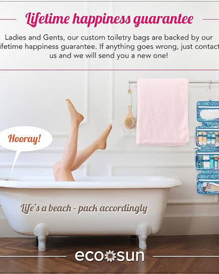 Eco Sun Hanging Travel Toiletry Bag — Designed in Hawaii — Water-resistant Travel Organizer for Bathroom Accessories